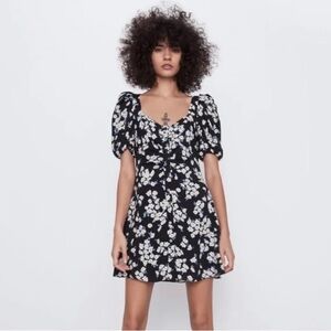 Zara Coquette Puff Sleeve Mini Floral Cottage Babydoll Button Up - XXL